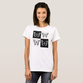Zwart wit geruit vlinderontwerp t-shirt (Voorkant volledig)