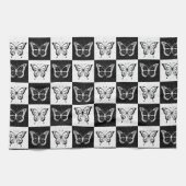 Zwart wit geruit vlinderontwerp theedoek (Horizontaal)