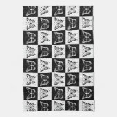 Zwart wit geruit vlinderontwerp theedoek (Verticaal)