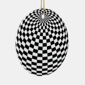 Zwart/Wit Geruit Wereldbol Thunder_Cove Keramisch Ornament (Rechts)