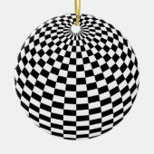 Zwart/Wit Geruit Wereldbol Thunder_Cove Keramisch Ornament (Voorkant)