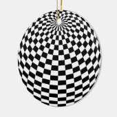 Zwart/Wit Geruit Wereldbol Thunder_Cove Keramisch Ornament (Links)