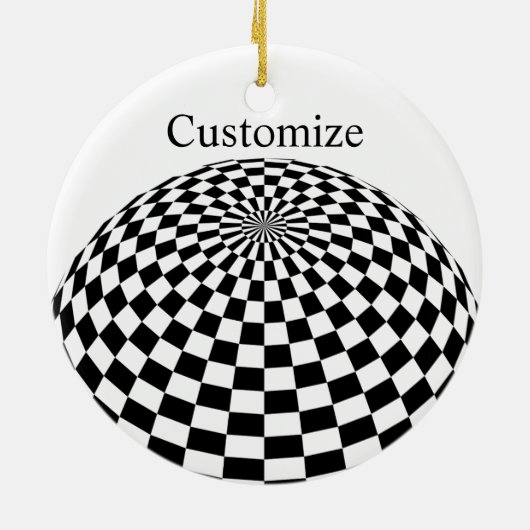 Zwart/Wit Geruit Wereldbol Thunder_Cove Keramisch Ornament (Achterkant)