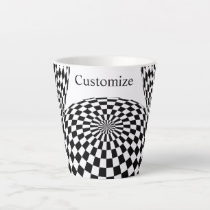Zwart/Wit Geruit Wereldbol Thunder_Cove Latte Mok