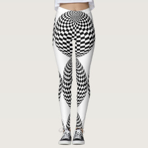 Zwart/Wit Geruit Wereldbol Thunder_Cove Leggings