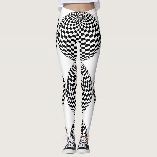 Zwart/Wit Geruit Wereldbol Thunder_Cove Leggings (Voorkant)