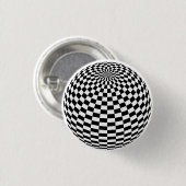 Zwart/Wit Geruit Wereldbol Thunder_Cove Ronde Button 3,2 Cm (Voorkant /achterkant)