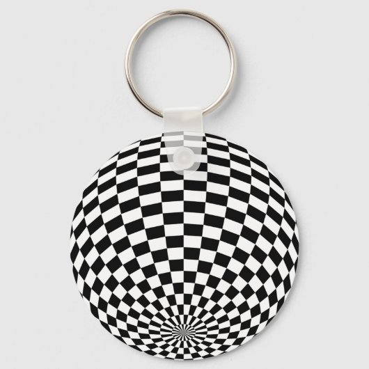 Zwart/Wit Geruit Wereldbol Thunder_Cove Sleutelhanger (Voorkant)