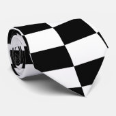 Zwart/Wit Geruit Wereldbol Thunder_Cove Stropdas (Opgerold)