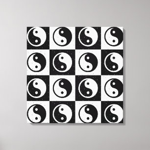 Zwart Wit geruit Yin-yang Zen Blok Print