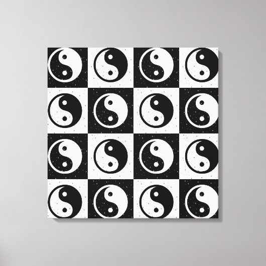 Zwart Wit geruit Yin-yang Zen Blok Print (Voorkant)