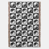 Zwart Wit geruit Yin-yang Zen Blok Print Deken (Voorkant Verticaal)