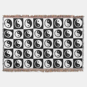 Zwart Wit geruit Yin-yang Zen Blok Print Deken