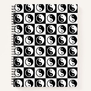 Zwart Wit geruit Yin-yang Zen Blok Print Notitieboek