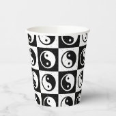 Zwart Wit geruit Yin-yang Zen Blok Print Papieren Bekers (Links)