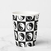 Zwart Wit geruit Yin-yang Zen Blok Print Papieren Bekers (Rechts)