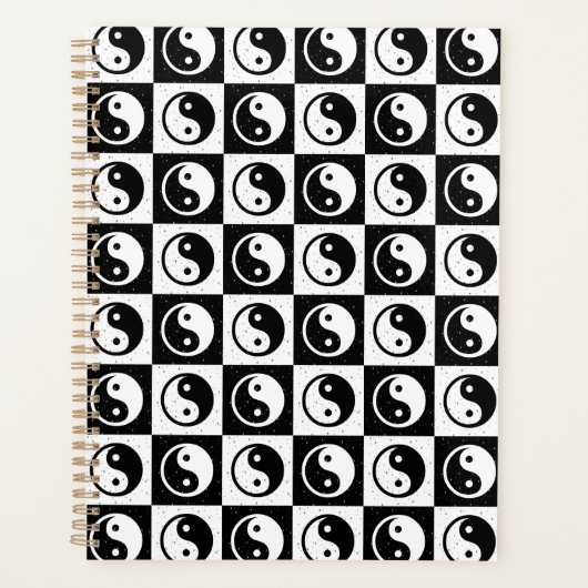 Zwart Wit geruit Yin-yang Zen Blok Print Planner (Voorkant)