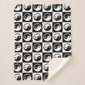 Zwart Wit geruit Yin-yang Zen Blok Print Sherpa Deken (Voorkant)