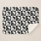 Zwart Wit geruit Yin-yang Zen Blok Print Sherpa Deken (Voorkant (horizontaal))