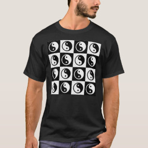 Zwart Wit geruit Yin-yang Zen Blok Print T-shirt