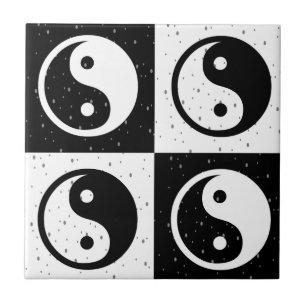 Zwart Wit geruit Yin-yang Zen Blok Print Tegeltje