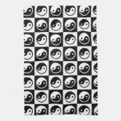 Zwart Wit geruit Yin-yang Zen Blok Print Theedoek (Verticaal)