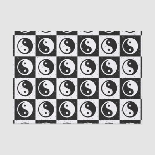 Zwart Wit geruit Yin-yang Zen Blok Print Tissuepapier (Voorkant)