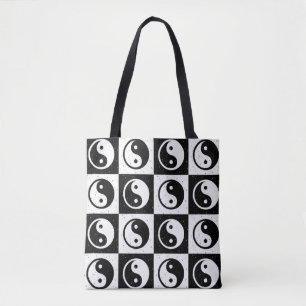 Zwart Wit geruit Yin-yang Zen Blok Print Tote Bag