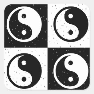 Zwart Wit geruit Yin-yang Zen Blok Print Vierkante Sticker