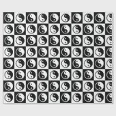 Zwart Wit geruit Ying-yang Zen Blok Print Cadeaupapier (Vlak)