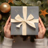 Zwart-wit geruite aangepaste faux gouden tekst cadeaupapier