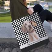 Zwart wit geruite aangepaste fotonaam tote bag