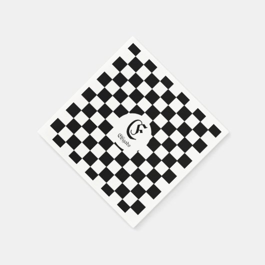  Zwart-wit geruite aangepaste tekst Servet (Hoek)