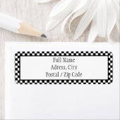 Zwart-wit geruite adreslabel etiket (Insitu)