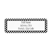 Zwart-wit geruite adreslabel etiket (Voorkant)