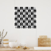 Zwart-wit geruite anker poster (Keuken)