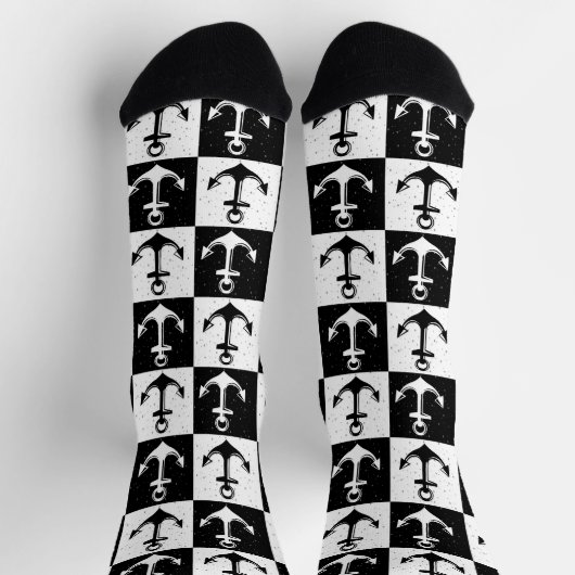 Zwart-wit geruite anker sokken (Top)