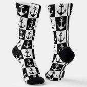 Zwart-wit geruite anker sokken (Gebogen)