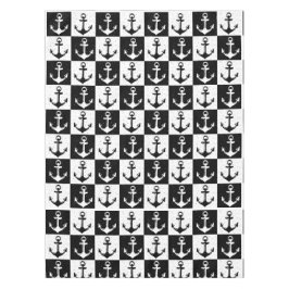 Zwart-wit geruite anker tafelkleed