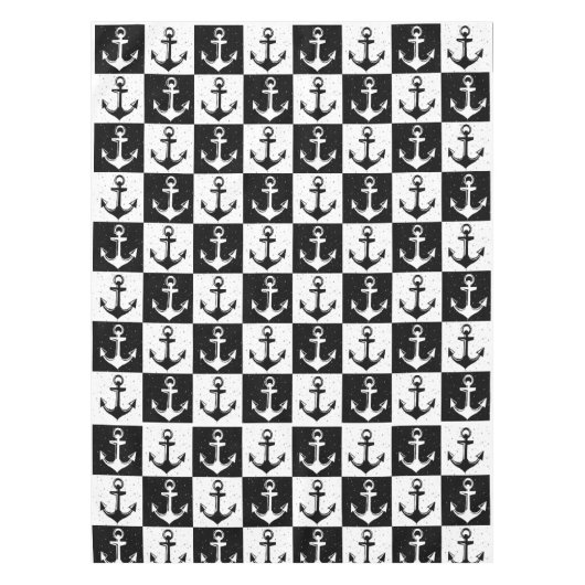 Zwart-wit geruite anker tafelkleed (Voorkant)
