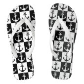 Zwart-wit geruite anker teenslippers (Voetbed)