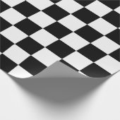 Zwart wit geruite blokprint cadeaupapier (Hoek)