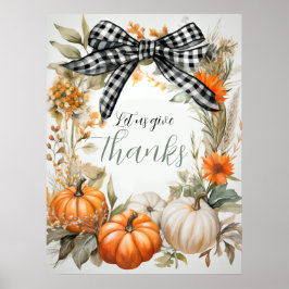 Zwart-wit geruite boog Thanksgiving Poster