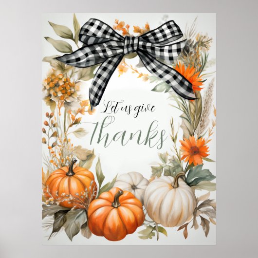 Zwart-wit geruite boog Thanksgiving Poster (Voorkant)