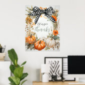 Zwart-wit geruite boog Thanksgiving Poster (Thuiskantoor)