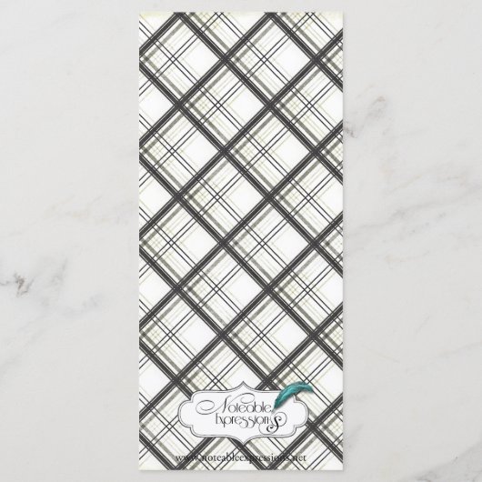 Zwart-wit geruite bruiloft Menu (Achterkant)