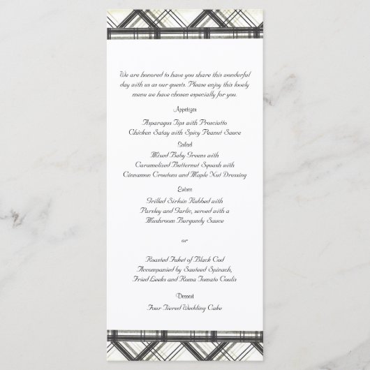 Zwart-wit geruite bruiloft Menu (Voorkant)