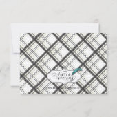 Zwart-wit geruite bruiloft repetitie kaart (Achterkant)