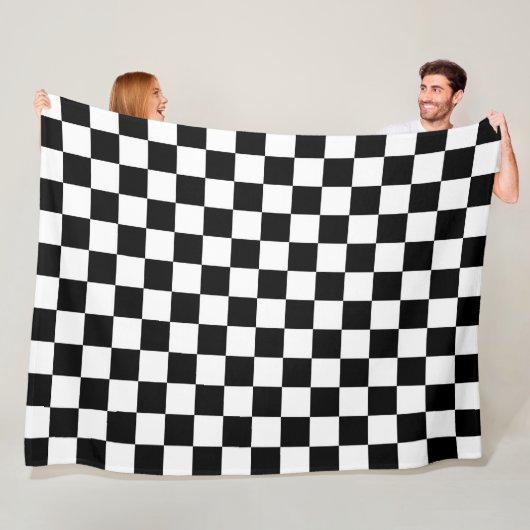 Zwart wit geruite deken; Kies maat Fleece Deken (In situ)