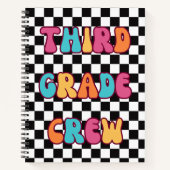 Zwart wit geruite derde klas bemanning notitieboek (Voorkant)